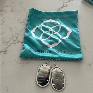 Kendra Scott Iridescent Shell Earrings with Silver Trim